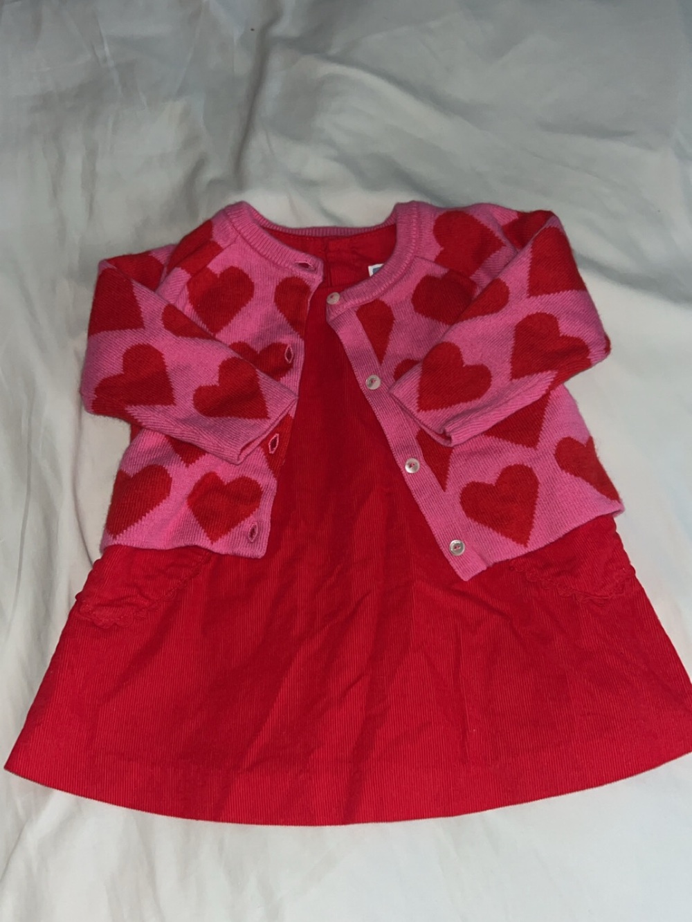 Baby girl Jacadi Paris Red Heart Cardigan with Red heart pocket Dress